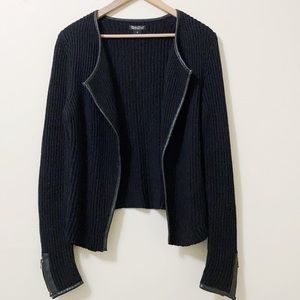 Lucky Brand open black cardigan with trim